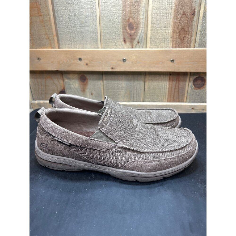 Skechers Mens Relaxed Fit Air-Cooled Memory Foam Slip-On Shoes Size 11 Taupe